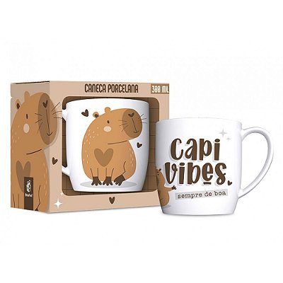 Caneca de Porcelana Capyvibes - Branco - 300ml - Brasfoot
