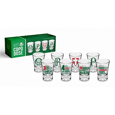 Jogo de Copos de Dose Palmeiras - 4 Peças - 60ml - Brasfoot