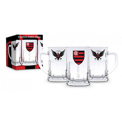Caneca Chopp de Vidro Flamengo - 565ml - Brasfoot