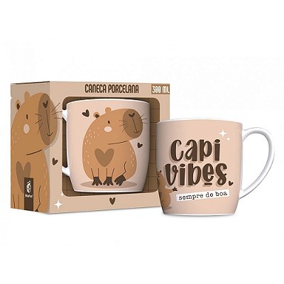Caneca de Porcelana Capyvibes - Bege - 300ml - Brasfoot