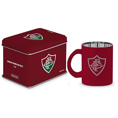 Caneca de Vidro Diamond Metalic Lata - Fluminense - 300ml - Brasfoot