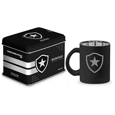 Caneca de Vidro Diamond Metalic Lata - Botafogo - 300ml - Brasfoot