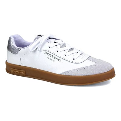 Tênis Feminino Casual Couro Recortes - Branco - Bottero