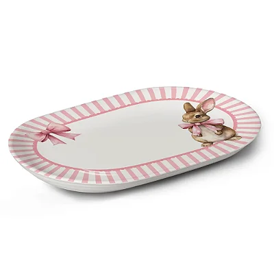 Travessa Laços de Páscoa - Rosa - 35,7cm - Alleanza
