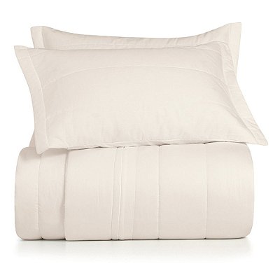 Jogo de Colcha Algodão Lux Queen - Bege Delavé - 200 Fios - Altenburg