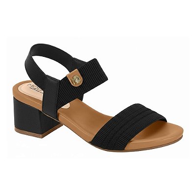 Sandália Feminina Salto Bloco Float Nature - Preta - Modare UltraConforto