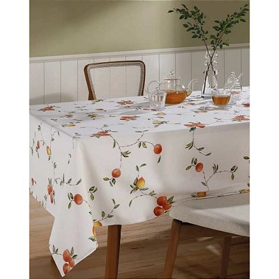 Toalha de Mesa Redonda Athenas 4 Lugares - Pêssegos - Döhler Clean