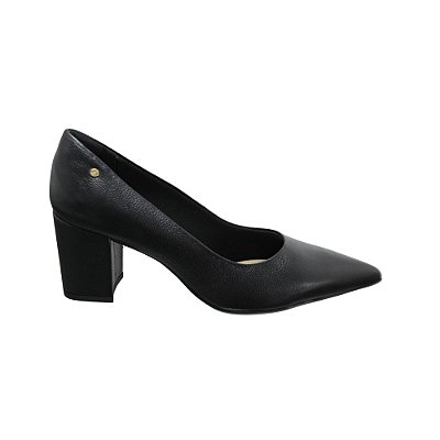 Scarpin Feminino Fly Couro Salto Bloco - Preto - 365 Soft
