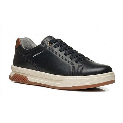 Tênis Masculino Stretch Casual Couro - Preto - Pegada