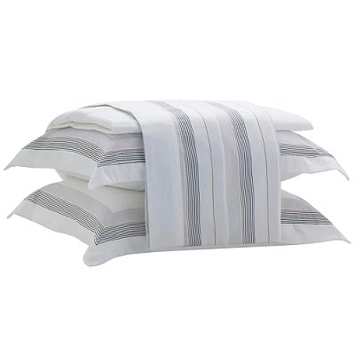 Jogo de Cama Santinée Percal 300 Fios Acentinado Solteiro - Quimer - Kacyumara