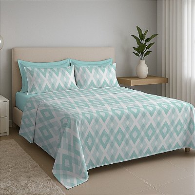 Jogo de Cama Premium Linea Queen - Losangos - 180 Fios - Estamparia