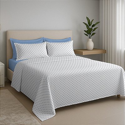 Jogo de Cama Premium Linea Casal - Micro Geométrico - 180 Fios - Estamparia