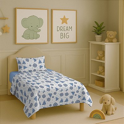 Jogo de Cama Premium Solteiro Infantil - Náutico - 150 Fios - Estamparia