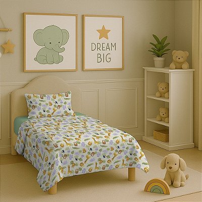 Jogo de Cama Premium Solteiro Infantil - Savana - 150 Fios - Estamparia