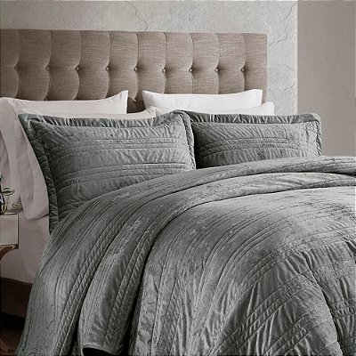 Jogo de Colcha Bellagio Queen - Cinza - Corttex