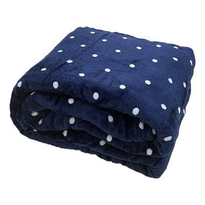 Cobertor Flannel Poá 200 Fios - Queen - Marinho - Corttex
