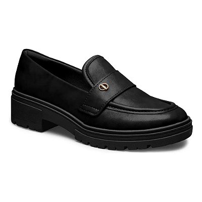 Sapato Mocassim Feminino Loafer em Couro - Preto - Dakota