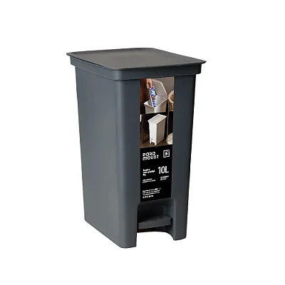 Lixeira com Pedal Fly - Chumbo - 10L - Paramount