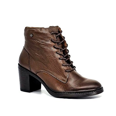 Bota Feminina Cano Baixo em Couro Judy - Café - Perlatto