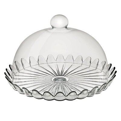Boleira de Vidro com Tampa Pétalas de Jasmin 24cm - Vitazza
