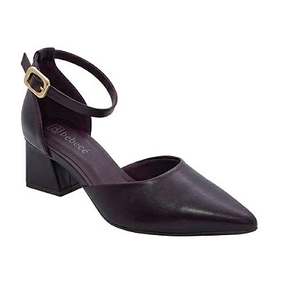 Scarpin Feminina Salto Bloco Médio Bico Fino - Uva - Bebecê