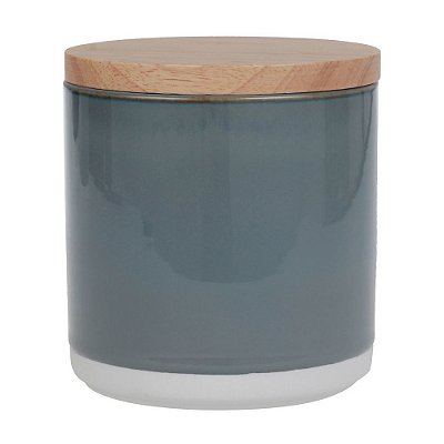 Pote de Cerâmica com Tampa de Bambu Mist 12cm - BTC
