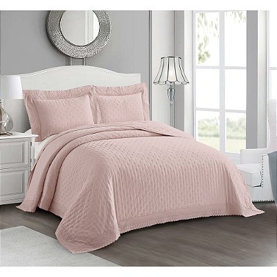 Jogo de Colcha Victoria Bordado Inglês Casal - Rosa - Rozac