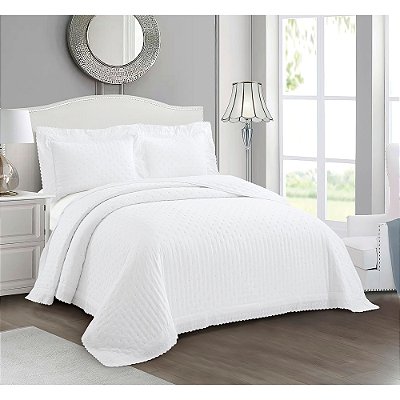 Jogo de Colcha Victoria Bordado Inglês Casal - Branco - Rozac