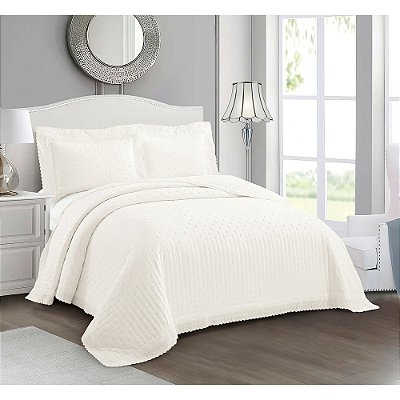 Jogo de Colcha Victoria Bordado Inglês Queen - Creme - Rozac