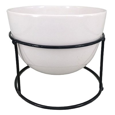 Vaso Cachepot de Cerâmica com Base de Ferro 14cm - BTC Home Decor