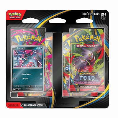 Blister Quadruplo Pokémon Sneasel ME02 Fogo Fantasmagórico - 25 cartas - Copag