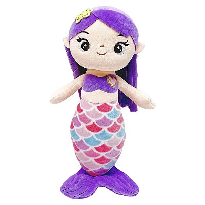 Boneca de Pélúcia Sereia Roxa 40cm - CAA Toys