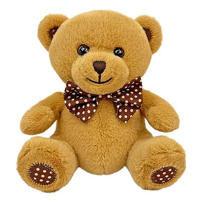 Urso de Pelúcia Caramelo com Laço 15cm - CAA Toys