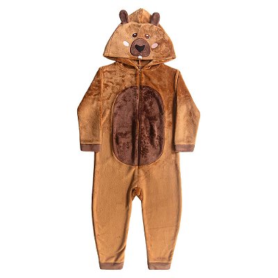 Macacão Kigurumi Infantil Manga Longa - Capivara - Fakini
