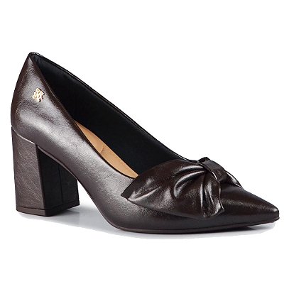 Scarpin Feminino Salto Bloco com Nó Café - Ramarim