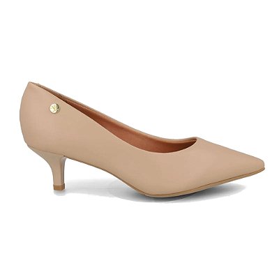Scarpin Feminino Salto Baixo Pelica - Bege - Vizzano