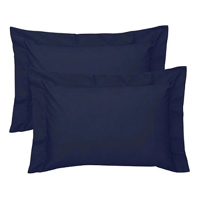 Kit Fronha Satinée Acetinado 300 Fios - 2 Peças - Marinho - Kacyumara