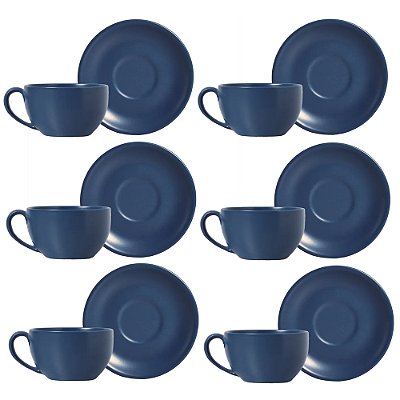 Jogo de Xícaras de Chá Coup Navy - 12 Peças - Alleanza