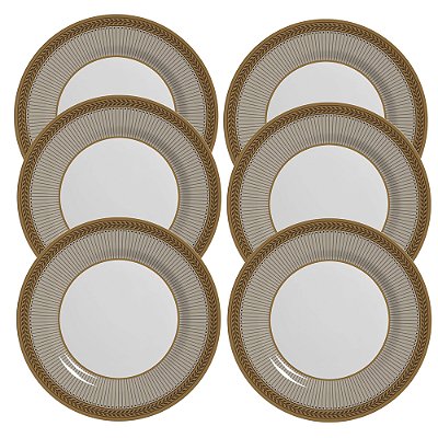 Jogo de Pratos Rasos Celebrate Fendi - 29cm - 6 Peças - Alleanza