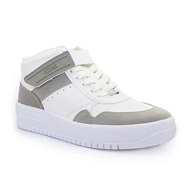 Tênis Feminino Plataforma Cano Médio Branco e Cinza - Vizzano