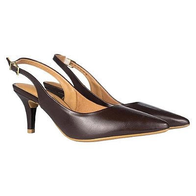Scarpin Feminino Slingback Chanel Salto Médio - Cacau - Vizzano