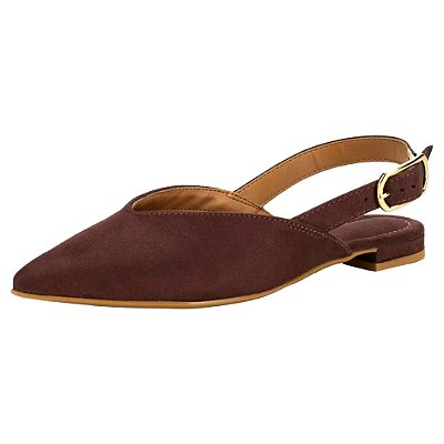 Sapatilha Feminina Camurça Slingback Chanel Chocolate - Vizzano