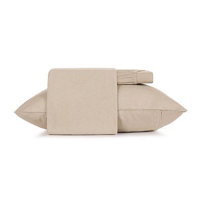 Jogo de Cama Malha Fio Penteado Solteiro - Bege Mocha - 3 Peças - Altenburg