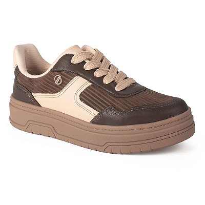 Tênis Feminino Casual Urbano Camurça - Marrom - Dakota