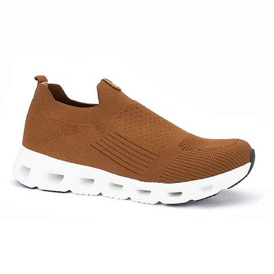 Tênis Feminino Knit Slip On Anatômico - Caramelo - Softli