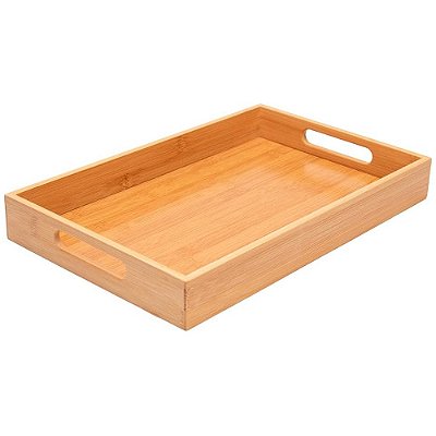 Bandeja Retangular de Bambu com Alças Ecokitchen 38cm - Mimo Style