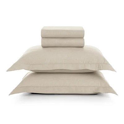 Jogo de Cama Tesso 160 Fios - King - Bege - 4 Peças - Karsten