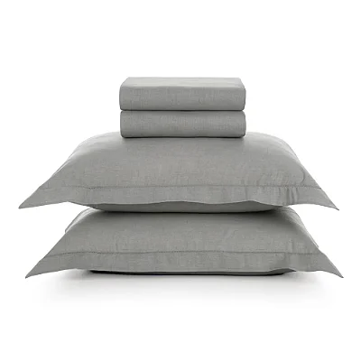 Jogo de Cama Tesso 160 Fios - Queen - Cinza - 4 Peças - Karsten
