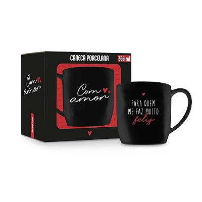 Caneca de Porcelana Pra Quem me Faz Feliz - 300ml - Brasfoot