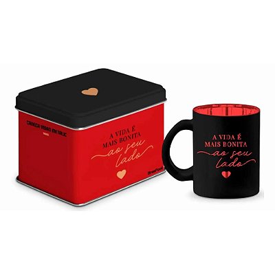 Caneca de Vidro Diamond Metalic - Ao Seu Lado - 300ml - Brasfoot